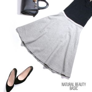  beautiful goods Natural Beauty Basic # autumn winter wool 50% stylish Mix wool flair wool skirt XS gray white soft beautiful 