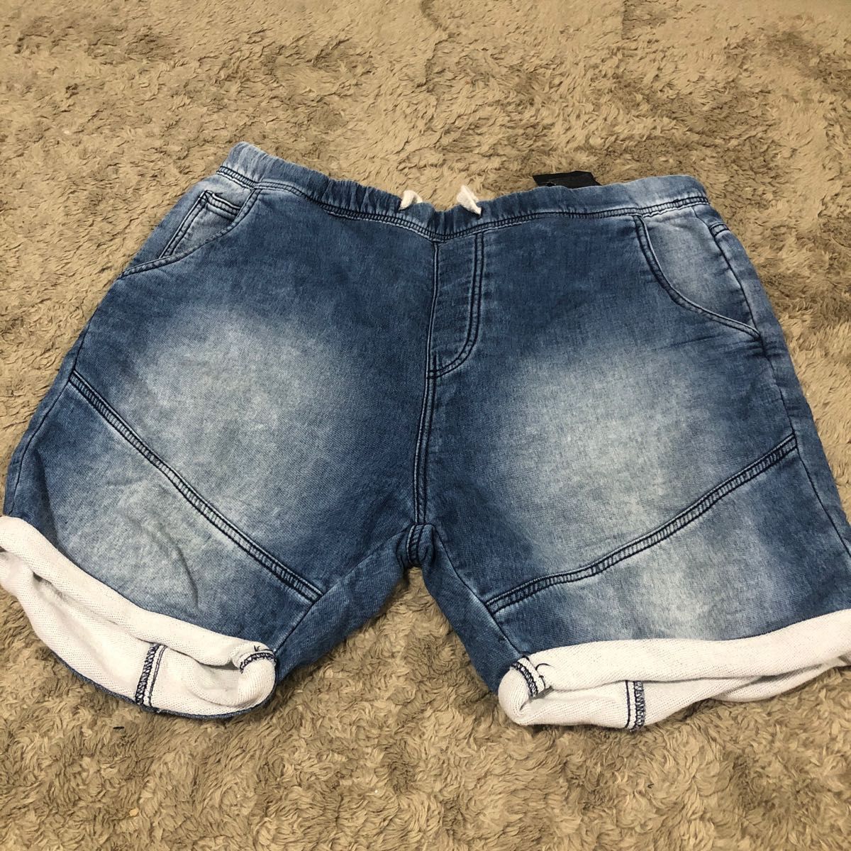 免税 KURO デニム 切替 パッチワーク ショートパンツ サイズ メンズ