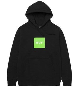 HUF*ハフ*US:XXL/ブラック/裏フリースフーディー[ESSENTIALS BOX LOGO]