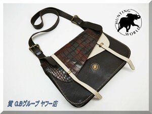 ☆HUNTING WORLD☆ハンティングワールド クロコダイルレザー×レザーショルダーバッグ 世界30個限定 送料無料！定価高額