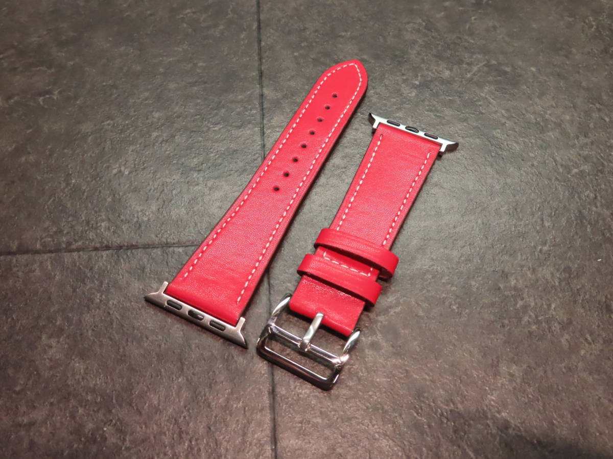Apple Watch/アップルウォッチ レザーバンド ストラップ ルージュ