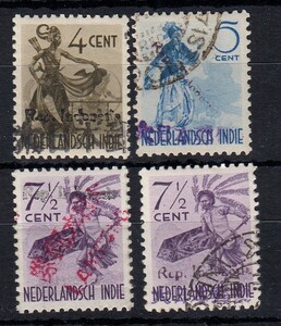 インドネシア独立戦争期切手 日本・蘭印切手に「Rep. Indonesia」加刷[S150]南方占領地、オランダ領東インド