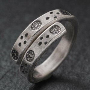 21 number adjustment Curren group silver ring 11 number ~29 number free size ring wide width men's lady's race writing sama SV950 a07-25