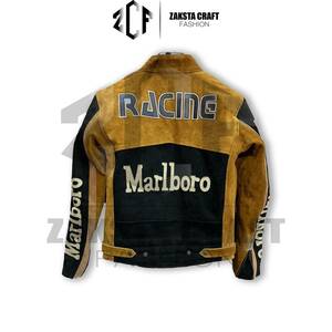 海外 送料込み 　高品質　マルボロ　Marlboro レーシングレザージャケット　本革　サイズ各種　レプリカ　4