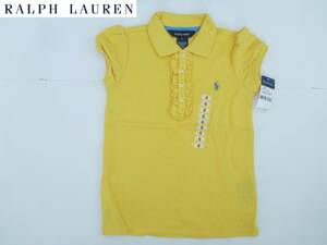 新品 ラルフローレン ★黄色　フレンチフリル　パブ袖　半袖　ポロシャツ　 6…120センチ相当