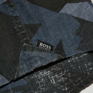★HUGO BOSS★センスの良い黒ネイビー色柄デザイン★MATCH POINT★麻綿素材の長袖シャツ XLの画像8