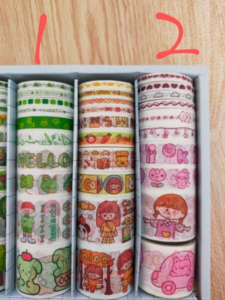 和紙テープセット-子供と大人のための2m長さ サイズバラバラ マスキングテープ