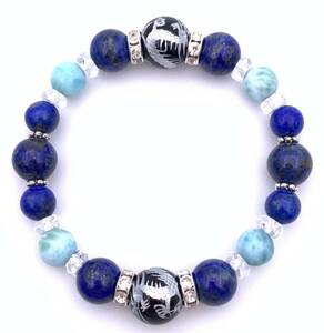 Натуральный камень Onyx Silver Carging Blue Dragon 12 мм Ball &amp; Lapis Lazuli браслет