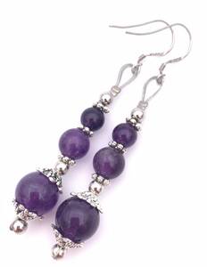 * natural stone amethyst ( purple crystal ). earrings -1