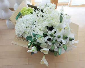  fake green artificial flower white assortment long 