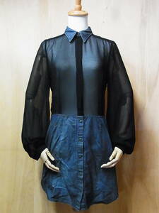  beautiful regular goods DIESEL diesel Denim switch unusual material long sleeve One-piece black size S