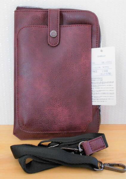 【新品】特価　D.KELLY　ミニショルダーバッグ　ワイン　スマホショルダー　ポシェット　定価10,780円