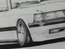 トヨタ　TOYOTA　ソアラZ10 後期【鉛筆画】名車 旧車 イラスト A4サイズ 額付き サイン入り_画像2