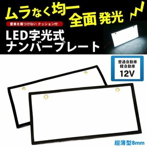 字光式ナンバープレート LED 前後2枚 全面発光 12V 普通車 軽自動車