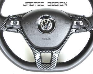 新品 在庫・即納品　VW ポロ・トゥーラン・ティグアン ステアリング パネル カーボン パネル カバー 簡単装着貼るだけ！By JASTEC DESIGN