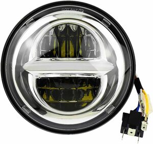 【送料無料】高輝度LEDヘッドライト　DRL付き　5.75インチ　クローム　Eマーク付　車検対応　スポーツスター　ツーリング　ソフテイル