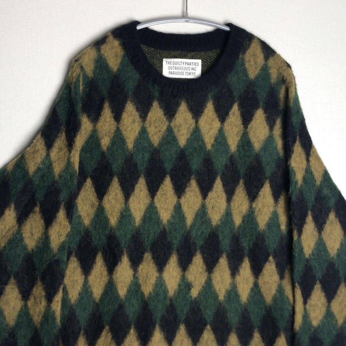 ご注意ください 美品 ワコマリア モヘア カーディガン ニット 舐達磨
