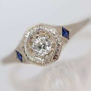 18K diamond ring circular Old European French cut 750 K18 11.7 number Vintage jewelry 