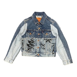 ● VETEMENTS 18AW WOMEN'S BLUE TRIBAL DENIM JACKET WAH19JA109 トライバル 再構築 デニム トラッカージャケット Gジャン ヴェトモン S