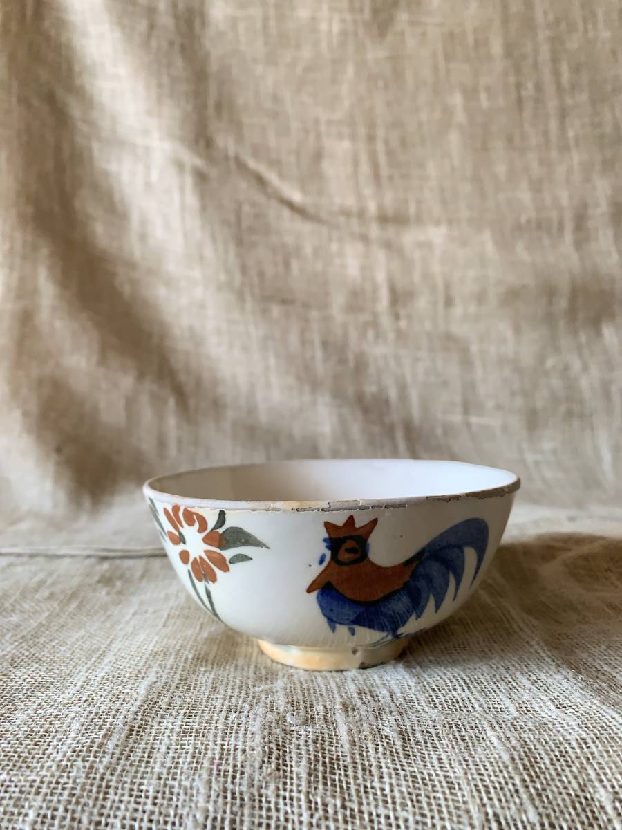 Vietnam Ware Vintage Antique Songbeyaki Tea Bowl Café au lait Bowl Cerámica francesa pintada a mano teñida, vajilla occidental, bol, tazón de café