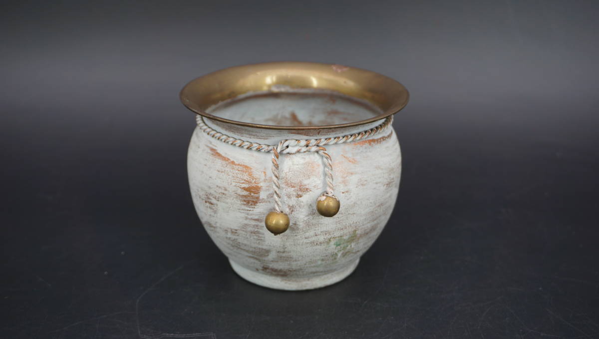 430『色絵 紅白花 鉢 箱付き』春岱 /骨董品 茶道具 古美術