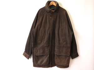 90s nautica Nautica n back leather jacket ( men's 44 XL degree ) Brown Vintage 