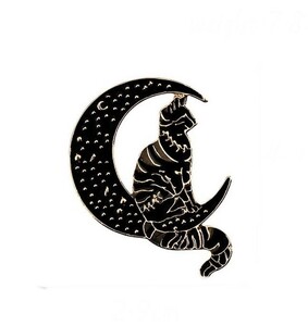 魔女 猫 ブローチ ブラック 黒猫 ユニセックス かわいい お洒落 ギフト ペア 魔女の使い 古代エジプト バステト 新品 送料無料