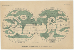 ☆アンティーク天文図版 天体観測 宇宙 星座図 天文古書「火星」（フランス1880年）☆