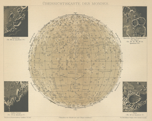 ☆アンティーク天文図版 天体観測 宇宙 星座図 天文古書 「月」リトグラフ ドイツ1898年頃☆☆