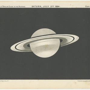 ☆アンティーク天文図版 天体観測 宇宙 星座図 天文古書 「土星」リトグラフ イギリス1904年☆の画像3