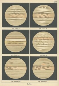 ☆アンティーク天文図版 天体観測 宇宙 星座図 天文古書 リトグラフ「木星」 ドイツ 1888年☆