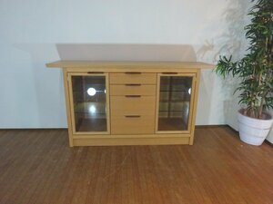  settlement of accounts sale discount [ beautiful goods ] Hokkaido Asahikawa can ti house / interior center oak material walnut material sideboard cabinet living bo