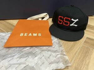 当時物 SSZ × ビームス BEAMS 希少 ロゴ刺繍 バックベルト キャップ CAP ブラック 帽子　brochure