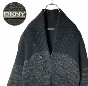 グッドデザイン！DKNYダナキャラン2トーンカラー ヘチマ衿ニットオンワード樫山製