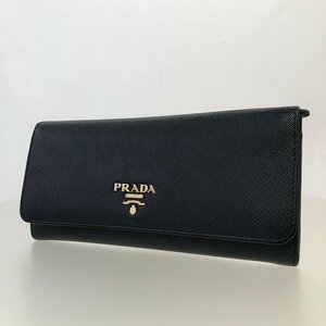 美品 PRADA プラダ サフィアーノ 二つ折り長財布 1MH132 小銭入れ有りブラック レザー メンズ レディース 質屋の質セブン