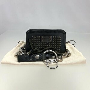  beautiful goods diesel original leather chain wallet purse black wallet studs key ring men's pawnshop. quality seven 