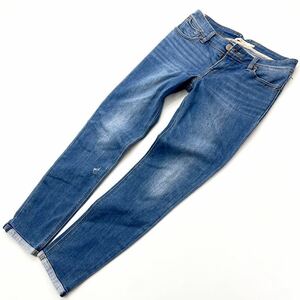 リーバイス ☆ LEVIS 711 スタイル抜群♪ スキニー デニムパンツ ストレッチ ブルー ジーンズ リペア W25 アメカジ 日常着に◎■Ja5325