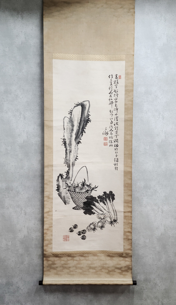 洛座】【真作】 森神紫陽筆 漢詩掛軸 大分 <書中国明時代文人徐渭 ...