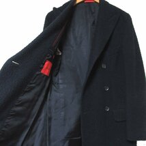 美品 ISAIA Napoli イザイア ナポリ ピリング加工 ダブル ウール アルスターコート サイズ44 紺 ネイビー C1205_画像4