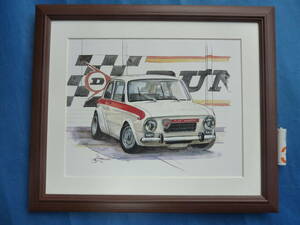 ★BOWイラスト額■フィアットアバルトOT2000モストラ■No.192■Fiat Abarth OT 2000 “Mostro”1964■Mostra■フィアット850改