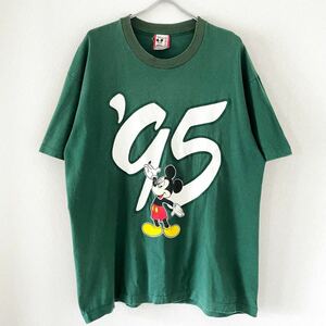 ■激レア 緑■90s USA製 MICKEY MOUSE WALT DISNEY WORLD 95' Tシャツ L XL ミッキーマウス ディズニーワールド PIXAR ビンテージ