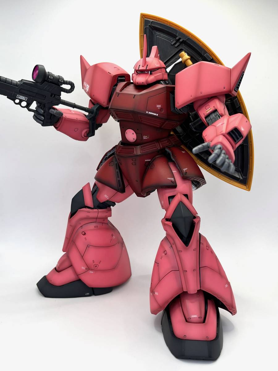 特価商品 完成品メッキ調キャンディ塗装hgシャア専用ゲルググ&ベース
