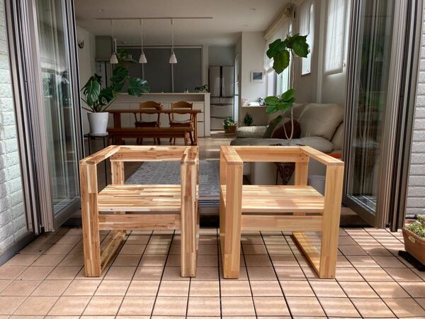 木製チェア、椅子、DIY、天然木、家具、オリジナル、日本製、アカシア