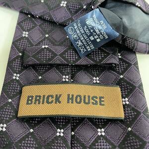 BRICK HOUSE by TOKYO SHIRT（ブリックハウス） ダークパープル花柄チェックネクタイ