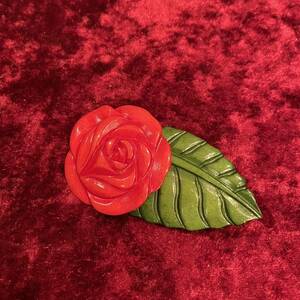美品 KENZO ケンゾー 薔薇 バラ 花モチーフ ウッド素材 木製 ブローチ