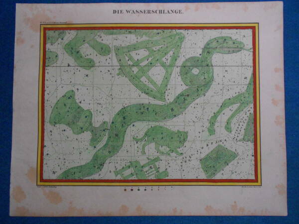 即決1835年ドイツ『ホッフマン星図第5d図』星座早見盤、天文暦学書、アンティーク、Astronomy, Star map, Celestial chart, Planisphere