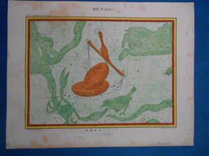 即決1835年ドイツ『ホッフマン星図第9図』星座早見盤、天文暦学書、アンティーク、Astronomy, Star map, Celestial chart, Planisphere