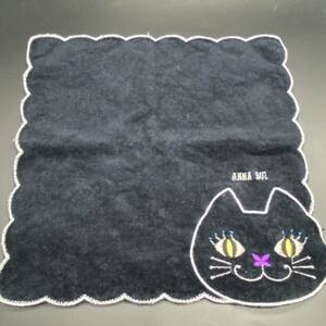 ANNA SUI Anna Sui towel handkerchie cat black no.9