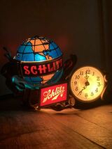 1970’s schlitz ラスト1 激レア アンティーク 時計 卓上ライト 状態良好 照明 インテリア アメリカ ビール ビンテージ 地球儀 置 ランプ_画像1