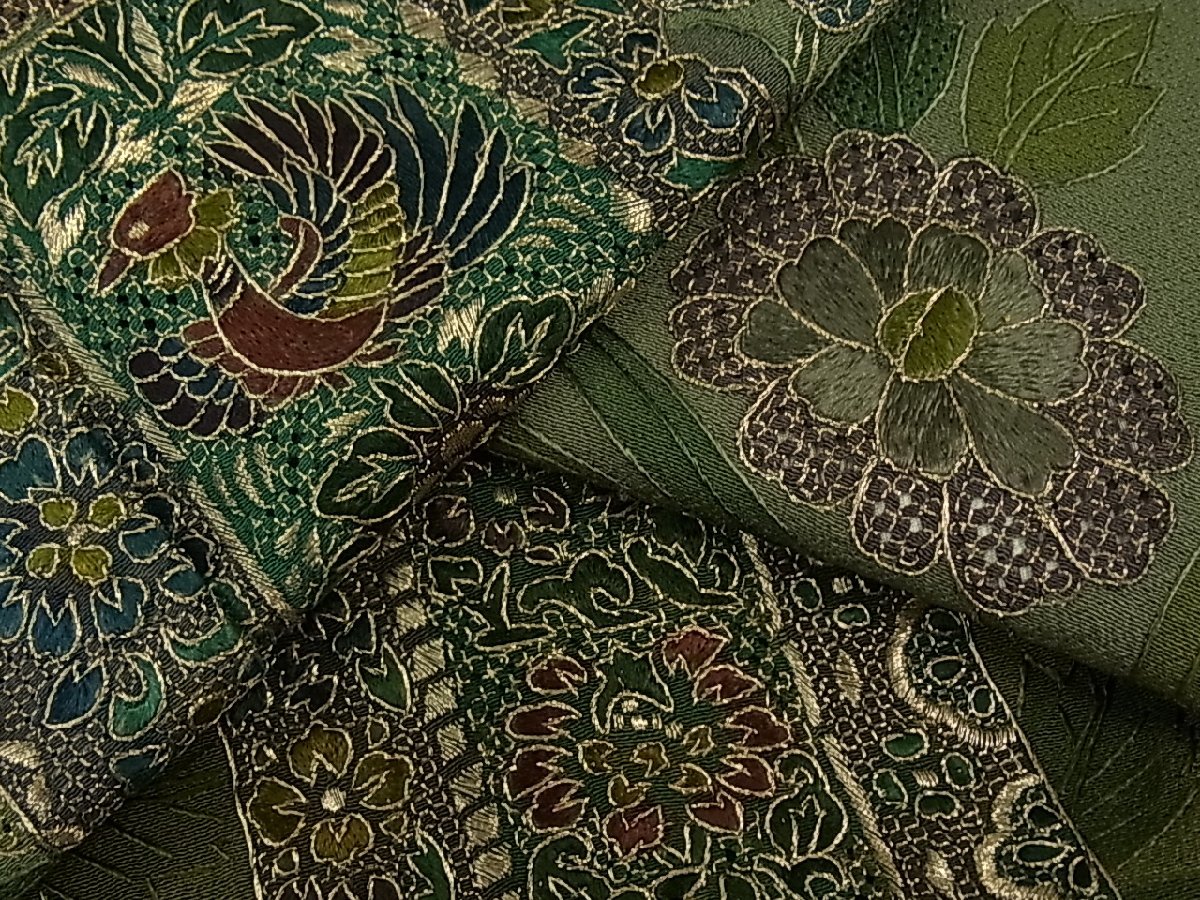 藍色の総スワトウ刺繍の訪問着 着物 縦縞と源氏香 純正卸売り